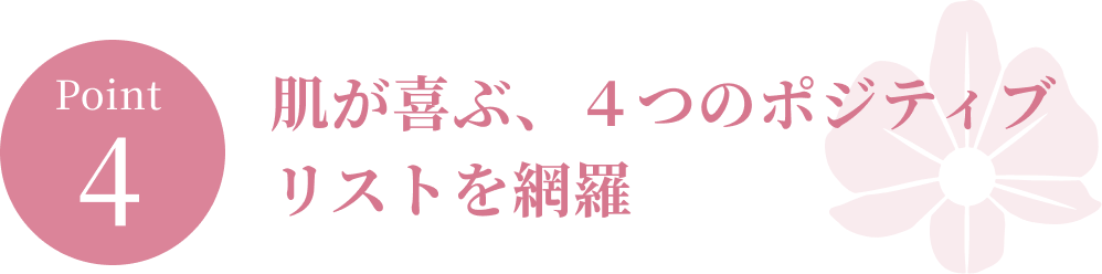 ポイント４．肌が喜ぶ、４つのポジティブリストを網羅